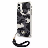 Guess GUHCN61KSARBK iPhone 11 6.1" / Xr melns/melns cietais apvalks Camo kolekcija