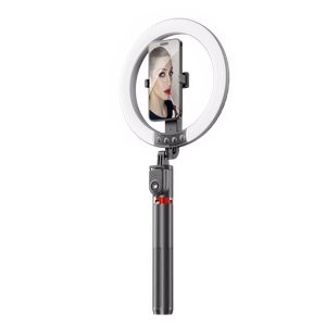 Blavec Selfie gredzena lampa Aluminium Aura LED RGB gredzens P-50 25cm statīvs + tālvadības pults + 2,3 metri (RLP50-TRB23) melna