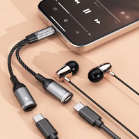 Dudao L13C+ 2in1 USB-C adapteris - pelēks