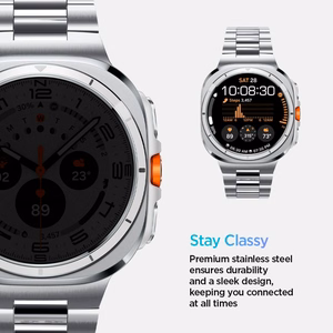 Spigen Modern Fit Band metāla siksniņa Samsung Galaxy Watch Ultra 47 mm, sudraba krāsā