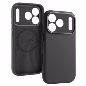 Liavec Silk Shield maciņš ar metāla kameras rāmi priekš Iphone 17 Pro Max melns