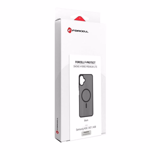 Melns Forcell F-Protect Smoke Hybrid Premium Lite vāciņš modeļiem Samsung A06 / A07 / A08, saderīgs ar MagSafe