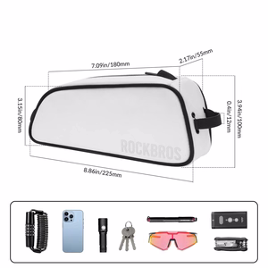 Rockbros TL004 ROAD TO SKY 0.7L ūdensizturīga velosipēda rāmja soma - balta