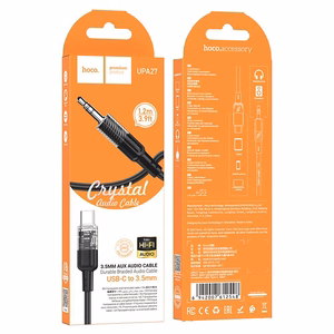 AUX kabelis Jack 3,5 mm uz USB C Hoco 1,2 m UPA27 melns