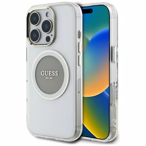 Guess IML Metal Colored Circle Classic Logo MagSafe case for iPhone 16 Pro - gray