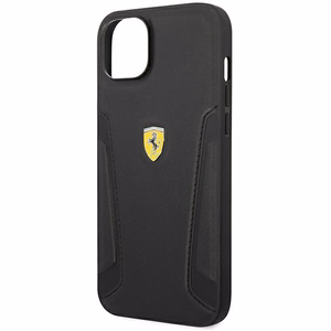 Viedtālruņa apvalks Ferrari FEHCP14MRBUK iPhone 14 Plus 6.7 melns ādas uzspiedums uz sāniem
