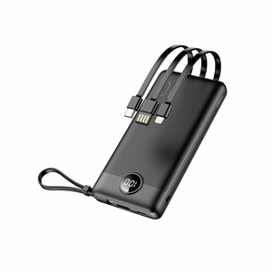 VEGER portatīvais lādētājs 10000 mAh ar iebūvētiem kabeļiem Micro USB / Type C / Lightning C10 (W1116) melna