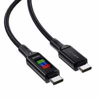 Acefast C7-03 USB-C USB-C 100W 1.2m kabelis ar ekrānu - melns