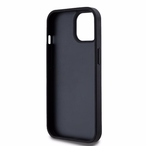 DKNY Ādas rūtainais mono raksts un drukātās svītras viedtālruņa apvalks iPhone 15 Plus / 14 Plus - melns