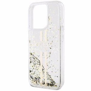 Guess Liquid Glitter Gold Stripes viedtālruņa apvalks iPhone 15 Pro - caurspīdīgs