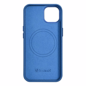 iCarer Litchi Premium ādas viedtālruņa apvalks iPhone 14 Plus Magnētiskais ādas apvalks ar MagSafe Gaiši zils (WMI14220711-LB)