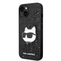 Karl Lagerfeld KLHCP14MG2CPK iPhone 14 Plus 6.7" cietais viedtālruņa apvalks melns/melns Mirdzošs Choupette Patch