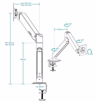 ARCTIC X1-3D Galda stiprinājuma gāzes atsperes monitora roka