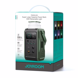 Portatīvais lādētājs Joyroom JR-PBF10 75000mAh 100W 3x USB-C 3x USB-A ar salokāmo lukturīti un rokturi (zaļš)