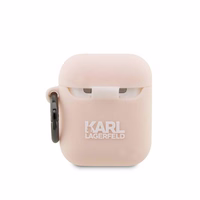 Karl Lagerfeld KLA2RUNCHP AirPods 1/2 apvalks rozā/rozā silikona Choupette galva 3D