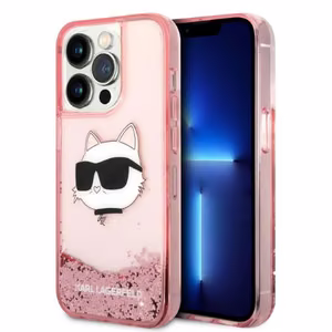 Karl Lagerfeld KLHCP14LLNCHCP iPhone 14 Pro 6.1" cietais viedtālruņa apvalks rozā/rozā Mirdzošs Choupette Head