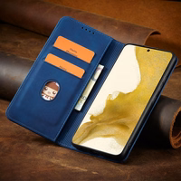 Magnētiskais greznais apvalks Samsung Galaxy S23+ ar atveramu maciņa vāku un statīvu zila