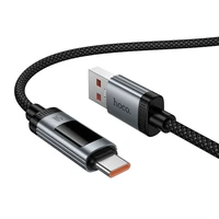 Kabelis USB A uz USB C Hoco PD 6A 240W 1,2 m U148 ar digitālo indikatoru - melns