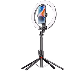 Blavec Selfie gredzena lampa Aluminium Aura LED RGB gredzens P-50 25cm statīvs + tālvadības pults + 2,3 metri (RLP50-TRB23) melna