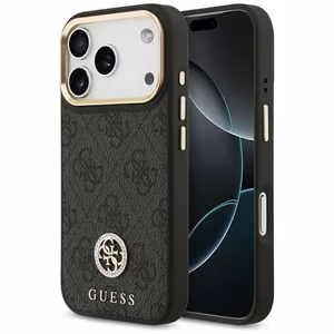 Guess чехол для iPhone 17 Pro совместимый с MagSafe GUHMP17LP4GRMDEK (PU W/ 4G Strass Logo) чёрный