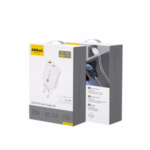 A6MaxL 20W USB-A USB-C sienas lādētājs ar 1m USB-C - Lightning kabeli – balts