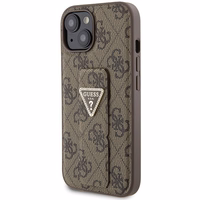 Guess viedtālruņa apvalks ar statīvu Grip Stand 4G Triangle Strass iPhone 15 - brūns
