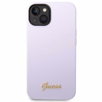 Guess GUHCP14SSLSMU iPhone 14 6.1" violets silikona apvalks viedtālrunim ar trīsstūrveida dizainu