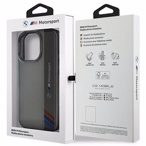 BMW Motosport IML vertikālā svītra iPhone 16 Pro apvalks - pelēks