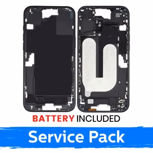 Mid-Frame Housing Apple iPhone 16 Plus Back Housing + Battery / Black / (Service Pack)