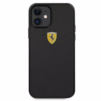 Ferrari FERCAHCP12SBK iPhone 12 mini 5.4" melns/melns cietais apvalks On Track Real Carbon
