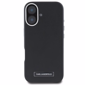 Karl Lagerfeld FW Metal Plate Magnētiskais iPhone 16 Plus viedtālruņa apvalks - melns
