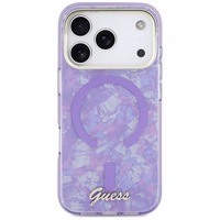 Guess IML Shell Script Metal MagSafe Maciņš for iPhone 17 Pro Max - violets
