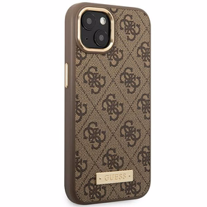 Guess GUHMP14MU4GPRW iPhone 14 Plus 6.7 "brūns / brūns cietais apvalks 4G Logo Plate MagSafe
