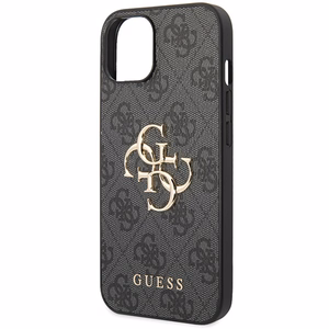 Guess 4G Big Metal Logo viedtālruņa apvalks iPhone 15 - pelēka
