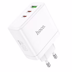 Lādētājs Hoco 2 x USB-C + USB-A GaN QC PD 65W N30 balts
