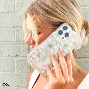 Case-Mate Floral Gems MagSafe vāciņš ierīcei iPhone 15 Pro Max, zelta krāsā