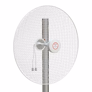 HiSmart 5G / LTE / CBRS 2×2 MIMO dish antenna, 1.7–4.2 GHz, 20 + 22 dBi