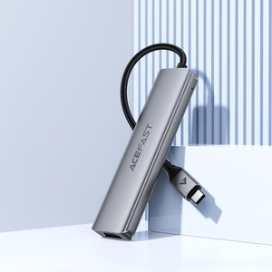 Acefast J16 USB sadalītājs USB-C 5-in-1 HDMI 4K 60Hz PD90W dokstacija - pelēks