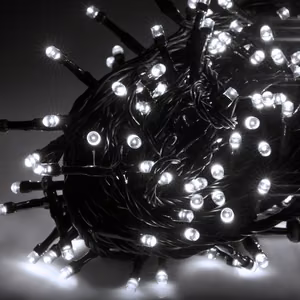 Rebel outdoor LED Christmas lights, 10 m, cool white, selectable lighting modes