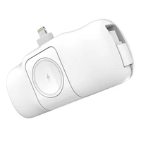 Wozinsky WF16-YLS 5000mAh 15W Lightning mini portatīvais lādētājs ar iebūvētu USB-C kabeli un Apple Watch lādētāju - balta