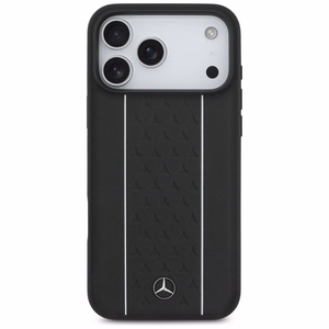 Mercedes Leather Star Pattern Stripes MagSafe Чехол для iPhone 17 Pro Max - чёрный