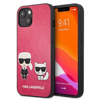 Karl Lagerfeld Ikonik Karl&Choupette apvalks iPhone 13 mini - fuksijas krāsas
