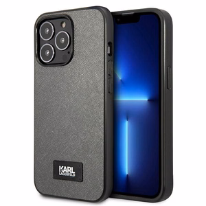 Karl Lagerfeld Saffiano plāksnes viedtālruņa apvalks iPhone 13 Pro Max 6.7" - sudraba
