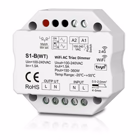 S1-B(WT) AC Triac dimmers, spiedpoga, Tuya, Wi-Fi