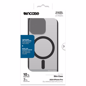 Incase Slim Case vāciņš ar MagSafe iPhone 16 Pro tālrunim, caurspīdīgs melnā krāsā