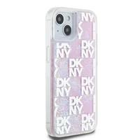 DKNY šķidrā spīduma vairāku logotipu viedtālruņa apvalks iPhone 15 / 14 / 13 - rozā
