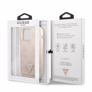 Guess 4G Triangle Logo Cardslot viedtālruņa apvalks iPhone 13 Pro Max - rozā