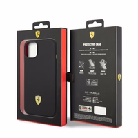Ferrari FEHMSIP14SBK iPhone 14 6.1" melna/melna cietais apvalks silikona metāla logotips Magsafe