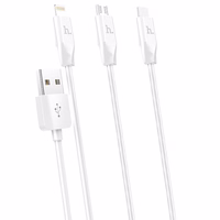 HOCO 3IN1 LIGHTNING / USB TYP-C / MICRO USB BALTS KABELIS