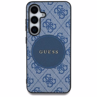 Viedtālruņa apvalks Guess 4G Round Patch Classic Logo MagSafe Samsung Galaxy S25 Plus zils